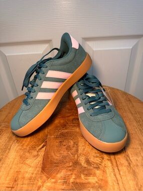 Adidas VL Court 3.0 Women’s Teal and Pink Sneakers NWT